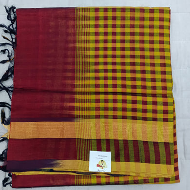 Checked pattern in Pallu- Andhra Silk Cotton 6 yards