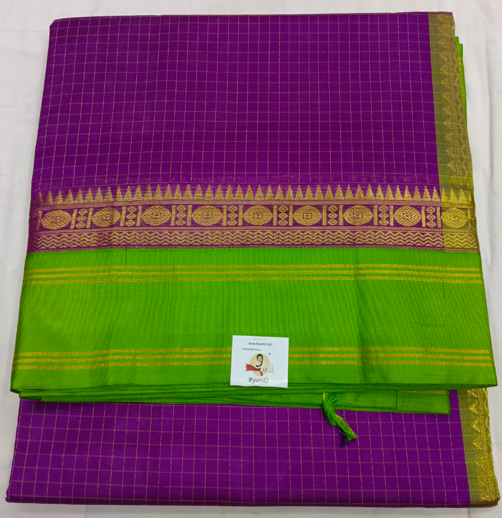 Pure Silk Cotton Korvai 6Yards - Thread Checked