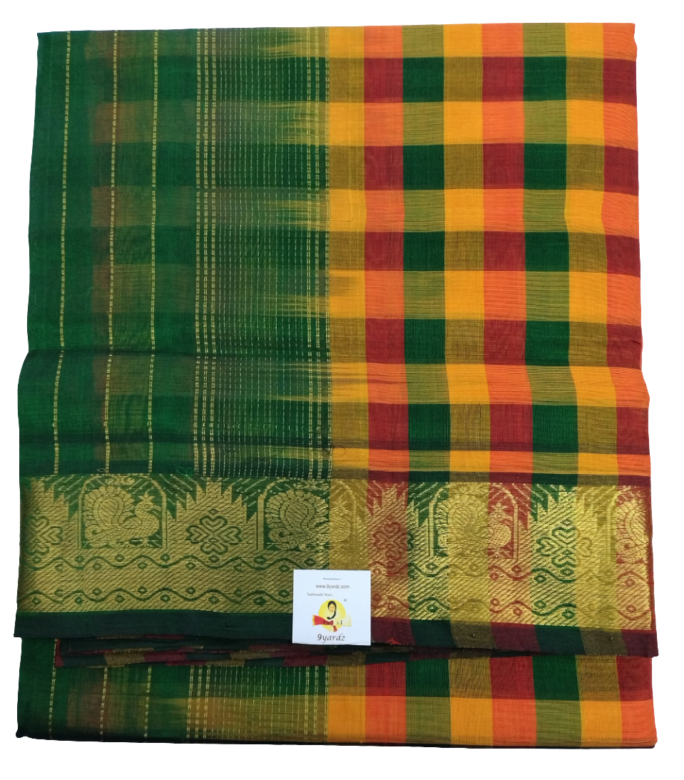 Pure silk cotton zari Palum Pazhamum Check