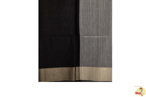 Maheshwari Silk Cotton- Grey and Black Partly