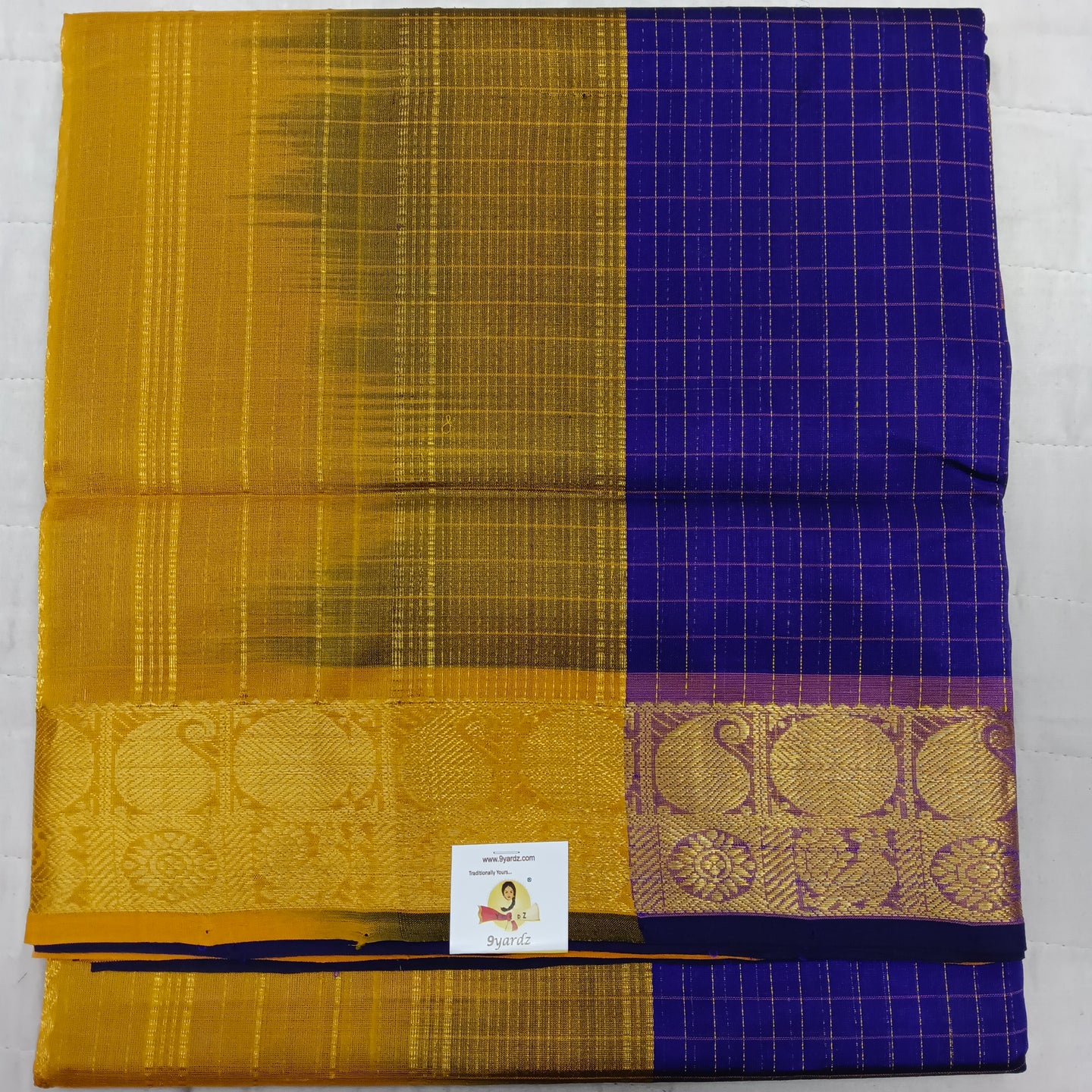 Pure silk cotton zari Check