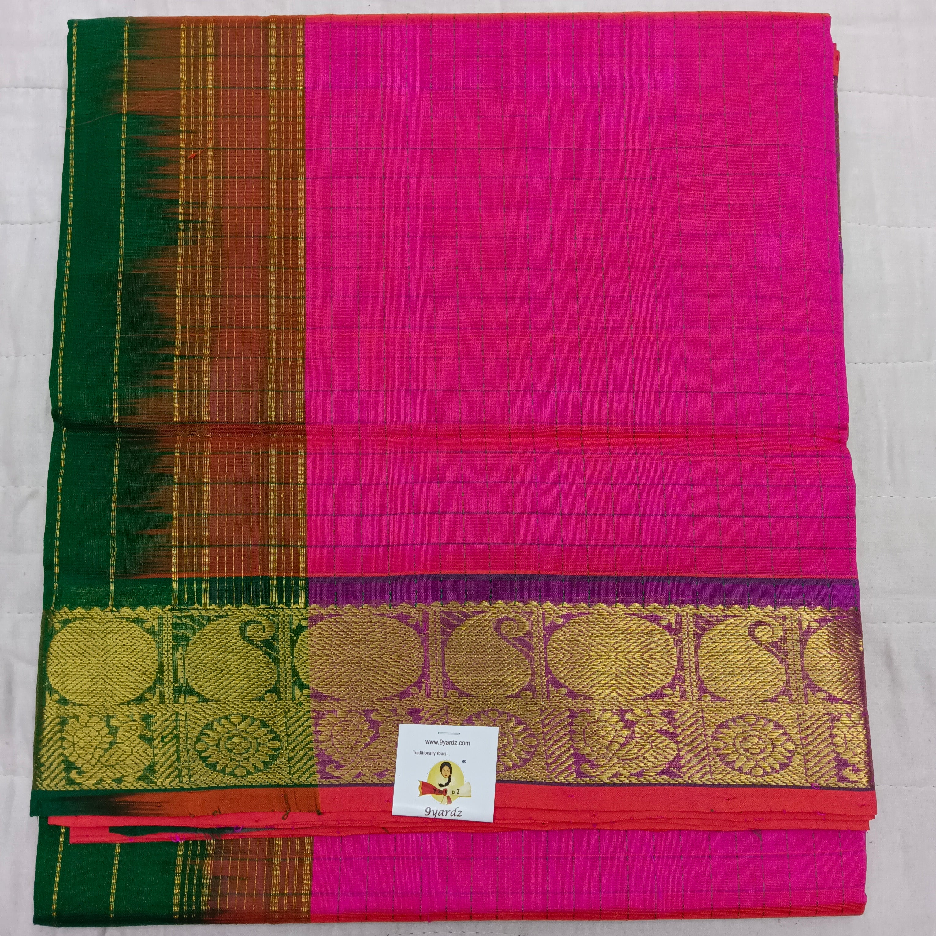 Pure silk cotton zari Check