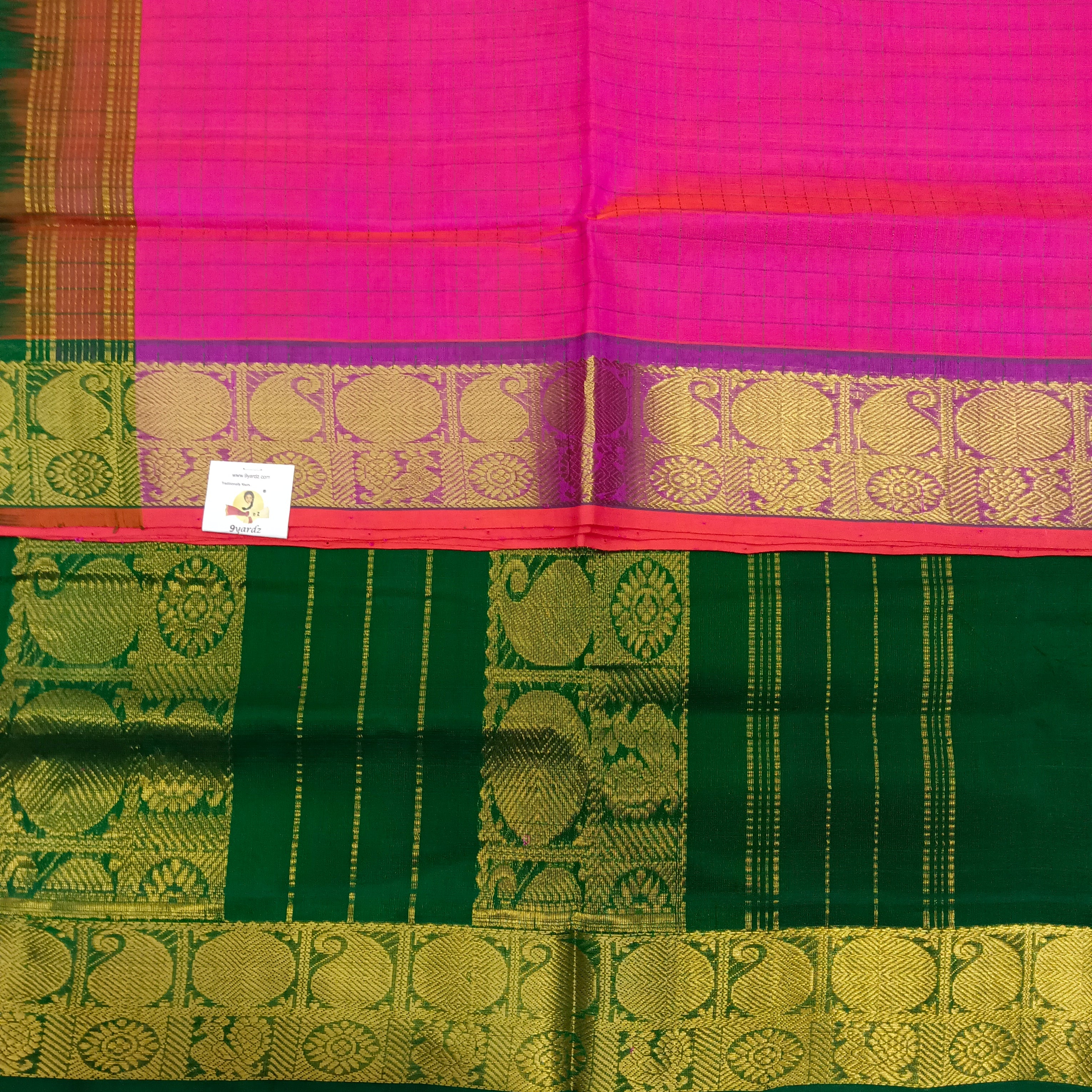 Pure silk cotton zari Check