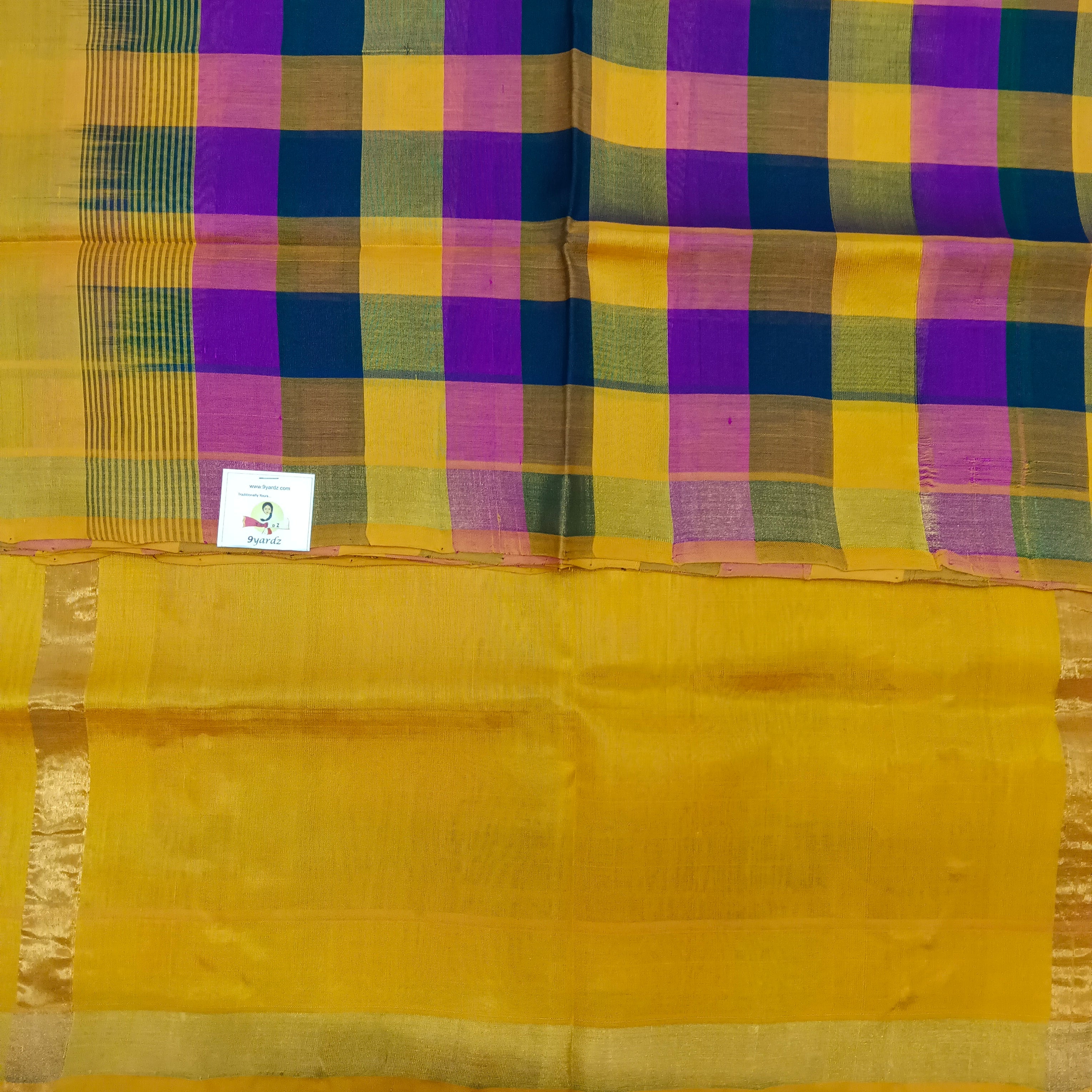 Checked pattern in Pallu- Andhra Silk Cotton 6 yards
