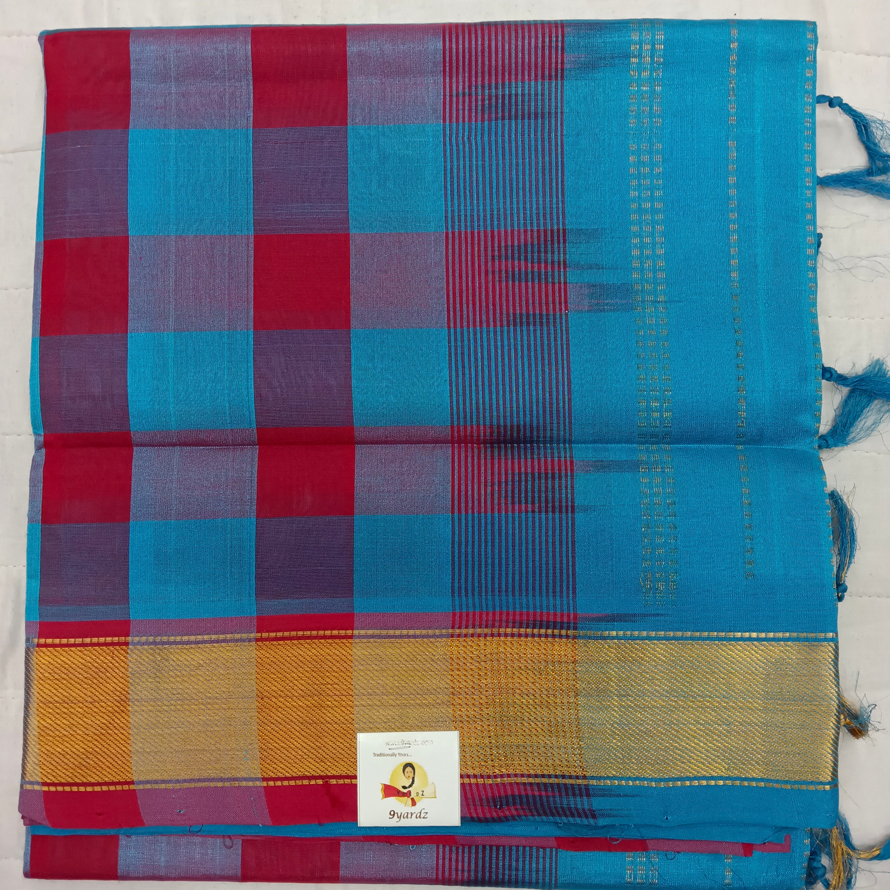 Checked pattern in Pallu- Andhra Silk Cotton 6 yards