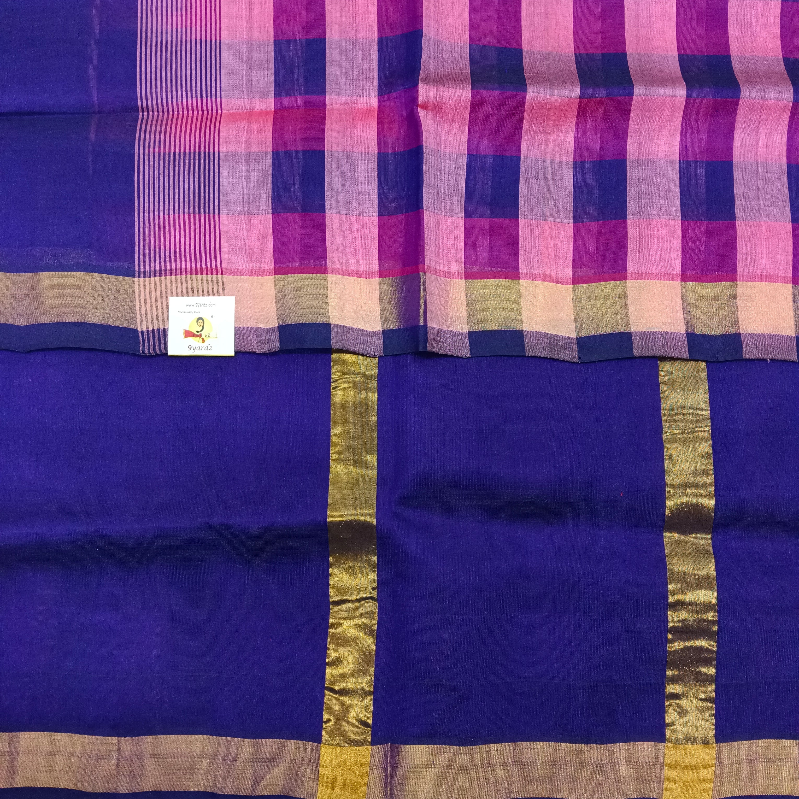 Checked pattern in Pallu- Andhra Silk Cotton 6 yards