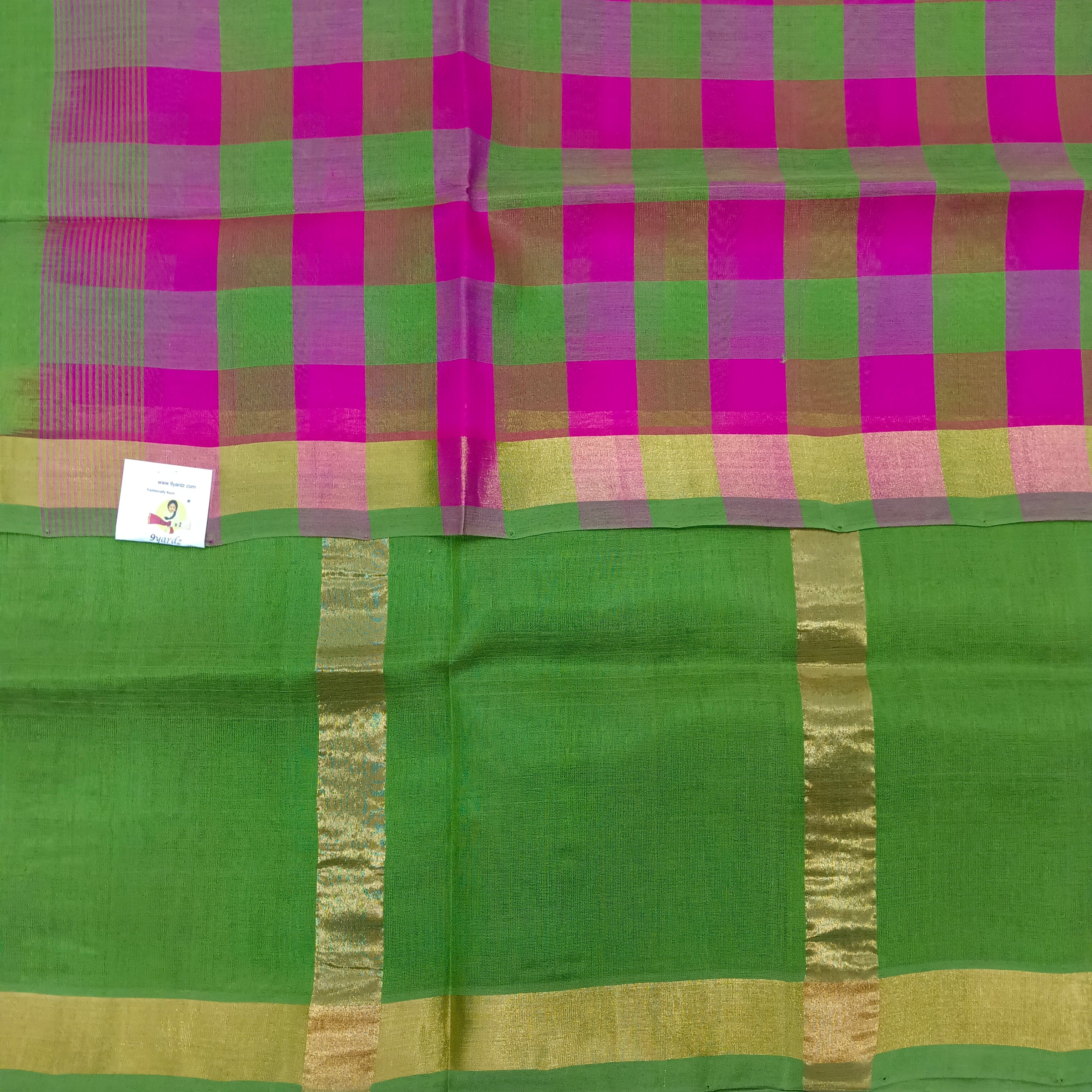 Checked pattern in Pallu- Andhra Silk Cotton 6 yards