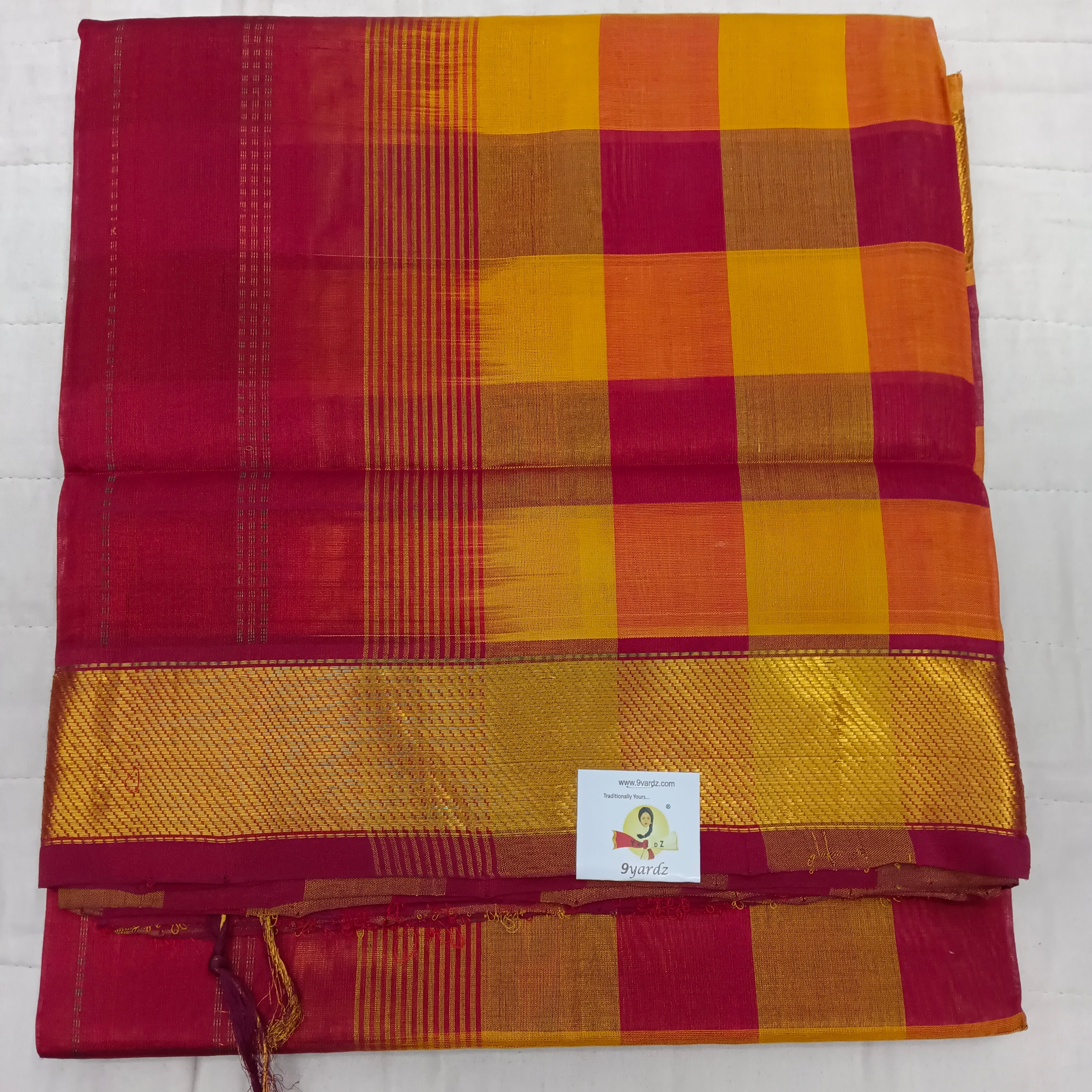Checked pattern in Pallu- Andhra Silk Cotton 6 yards