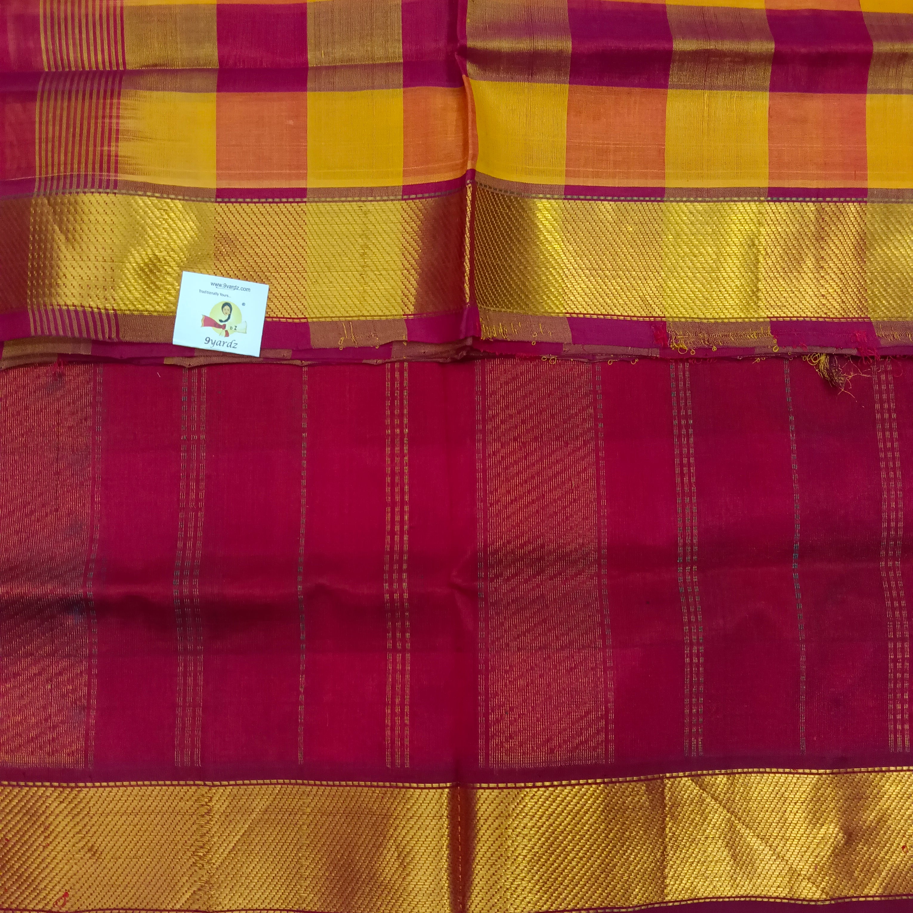 Checked pattern in Pallu- Andhra Silk Cotton 6 yards