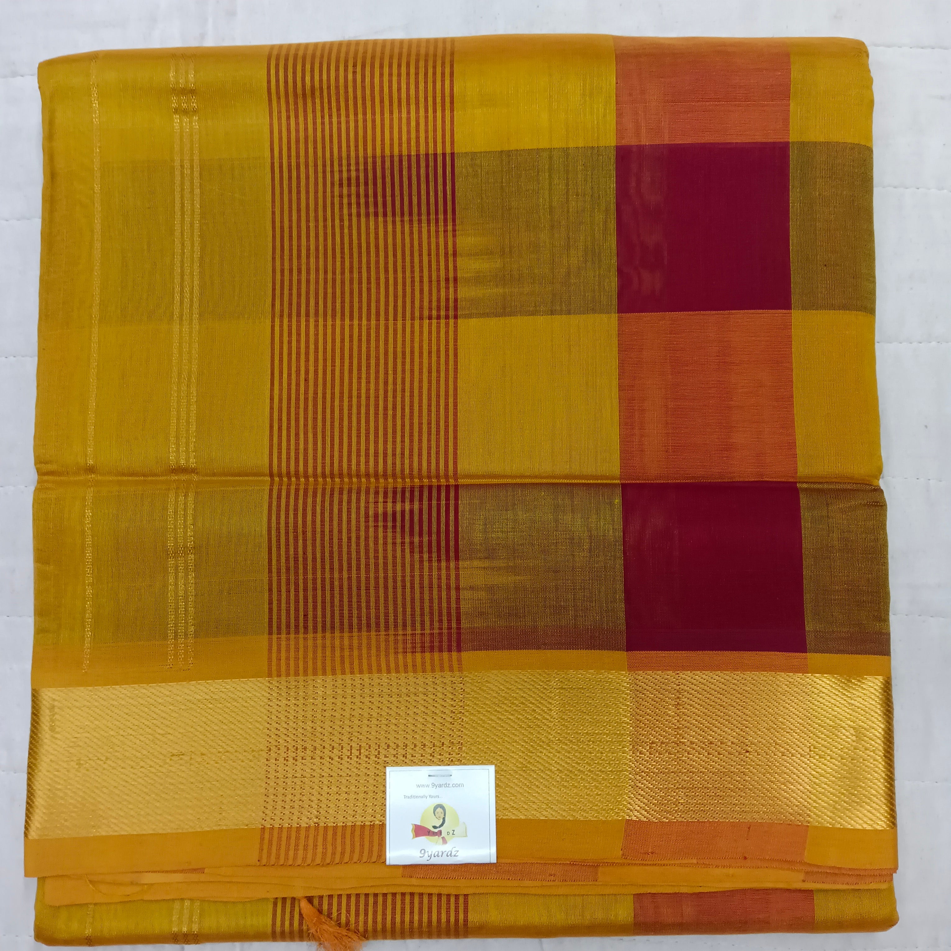 Checked pattern in Pallu- Andhra Silk Cotton 6 yards