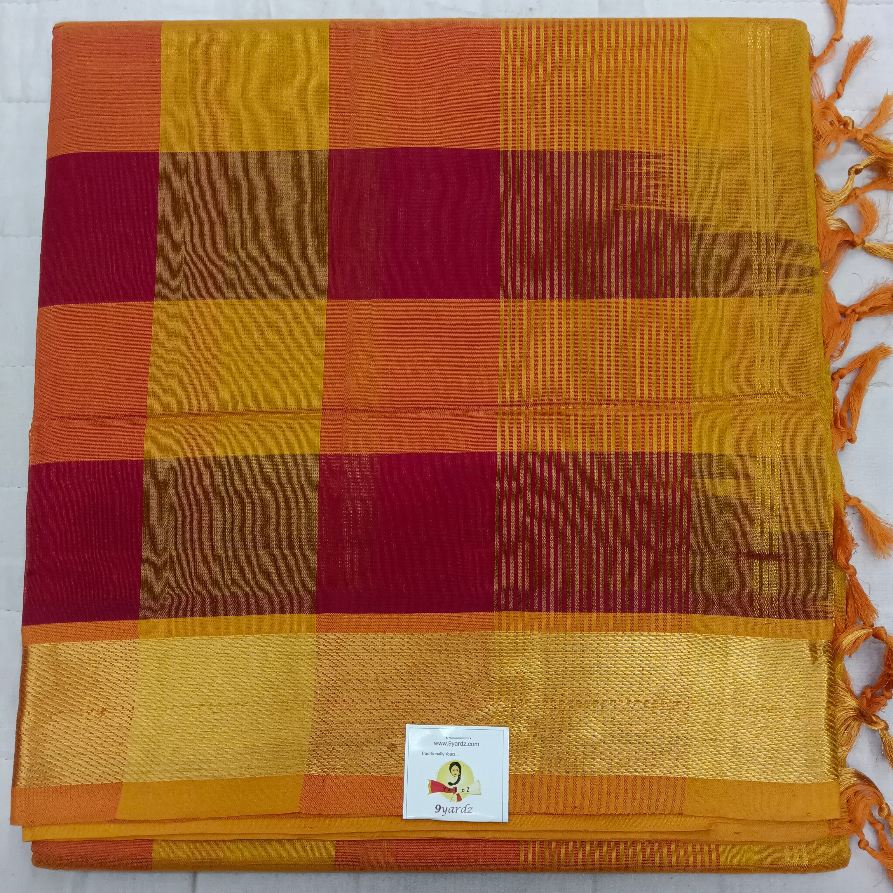 Checked pattern in Pallu- Andhra Silk Cotton 6 yards