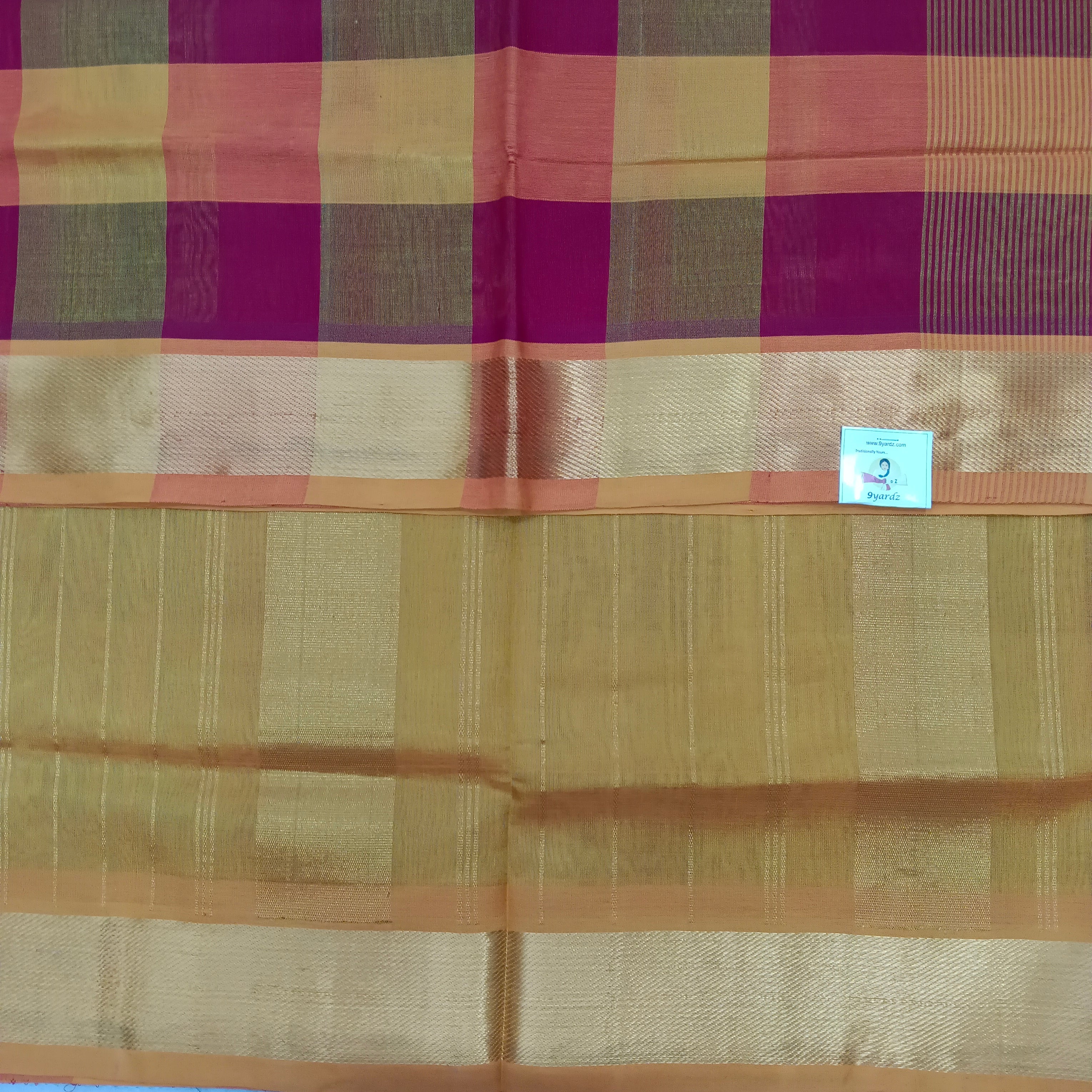 Checked pattern in Pallu- Andhra Silk Cotton 6 yards