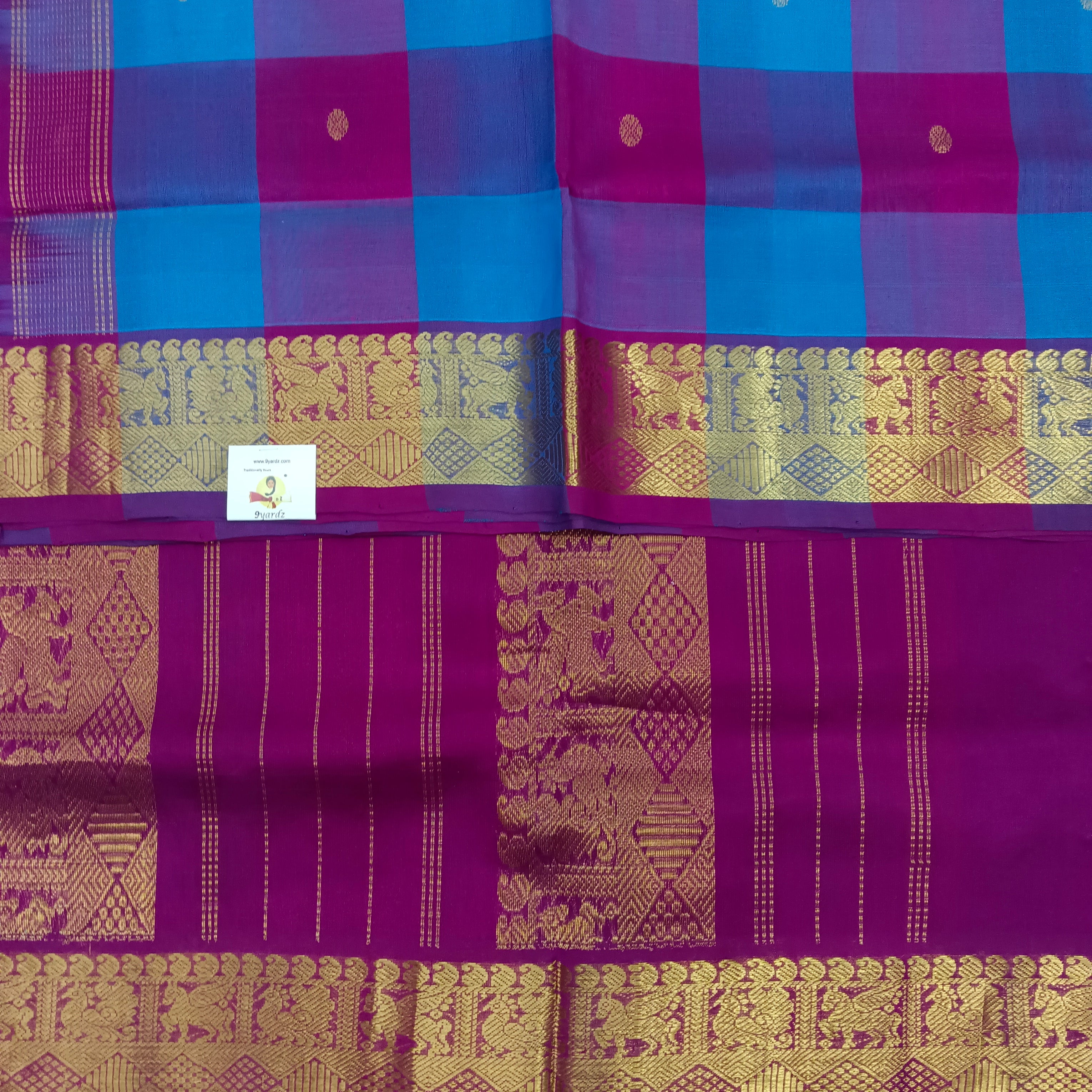 Pure silk cotton zari  Pazhum Pazhamum Check