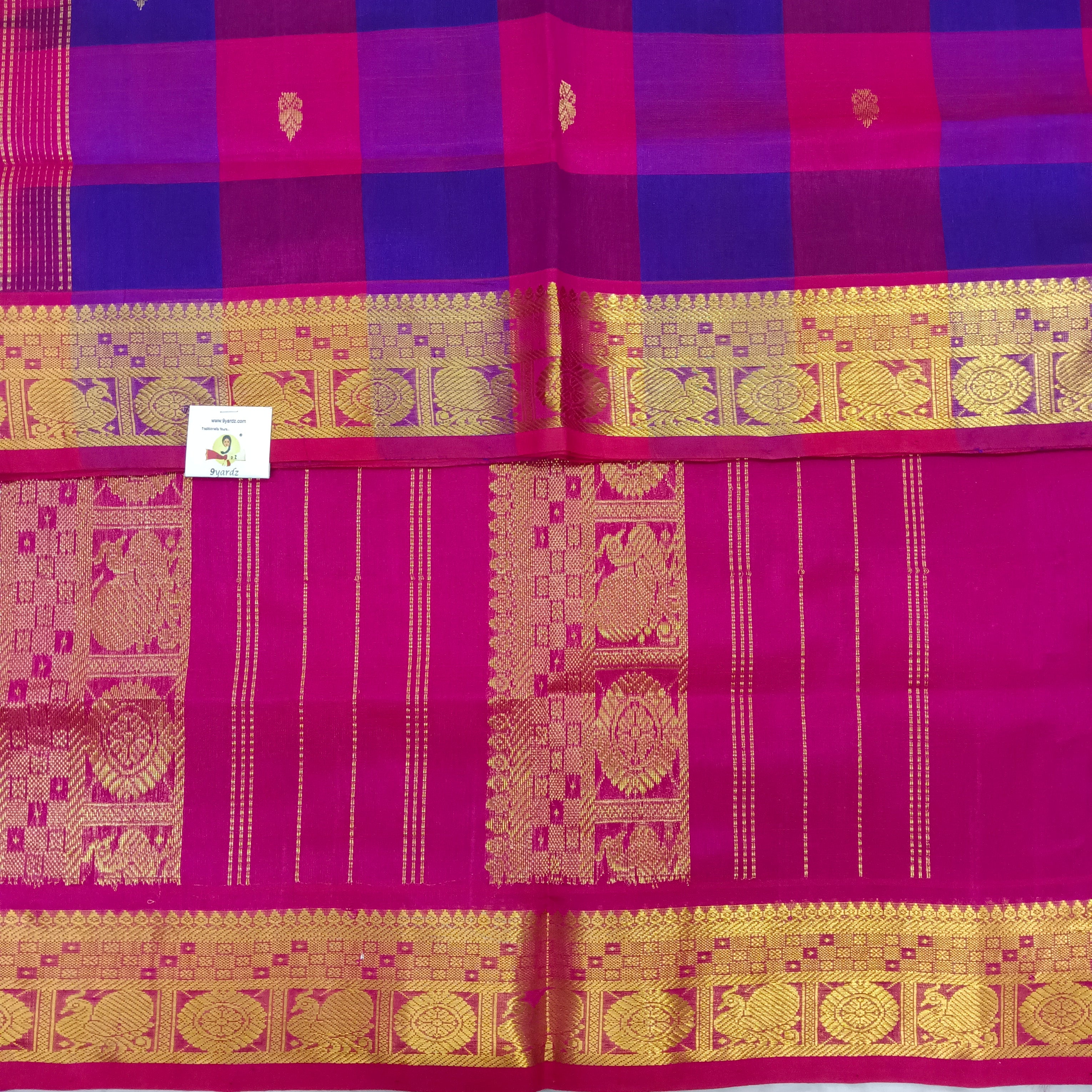 Pure silk cotton zari  Pazhum Pazhamum Check