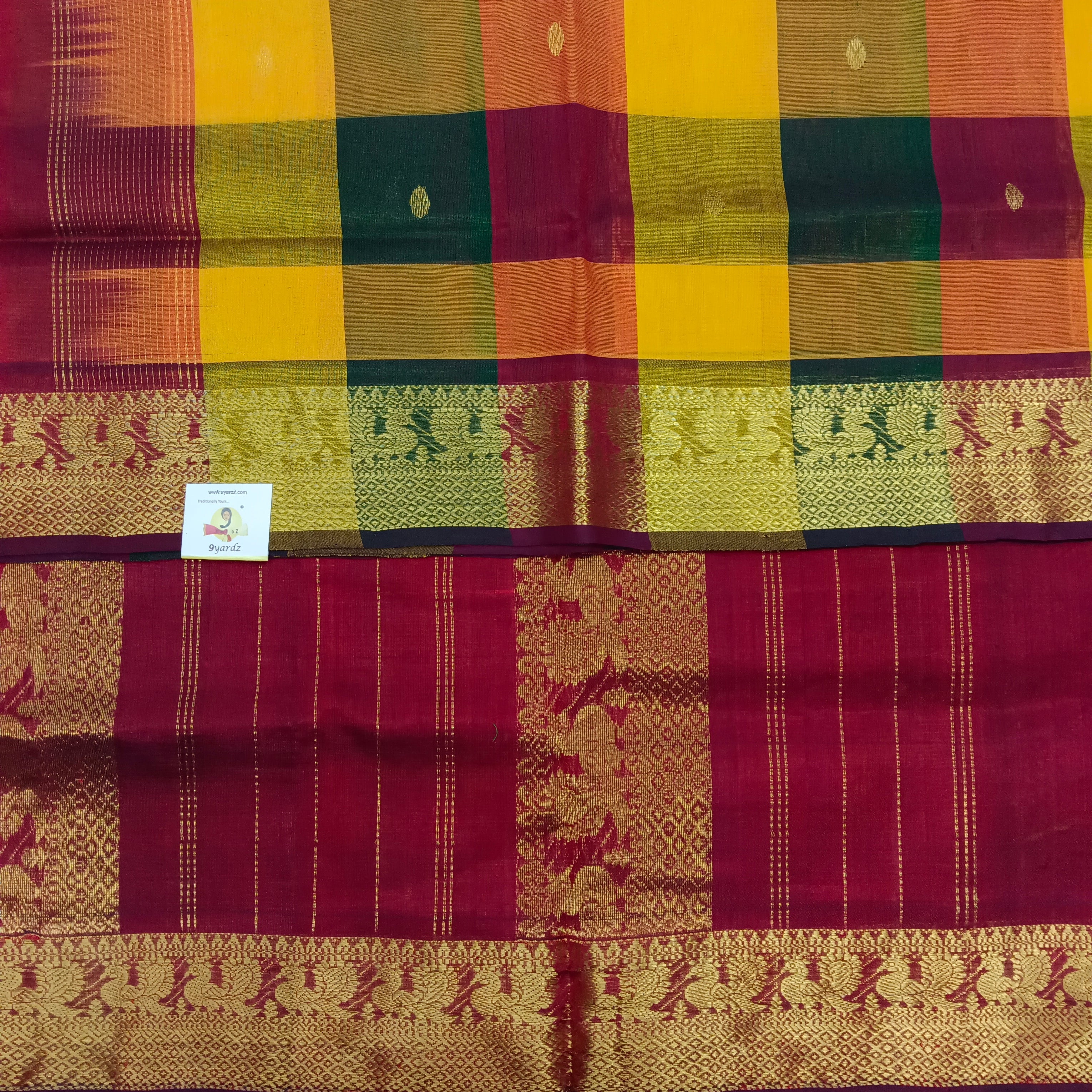 Pure silk cotton zari  Pazhum Pazhamum Check