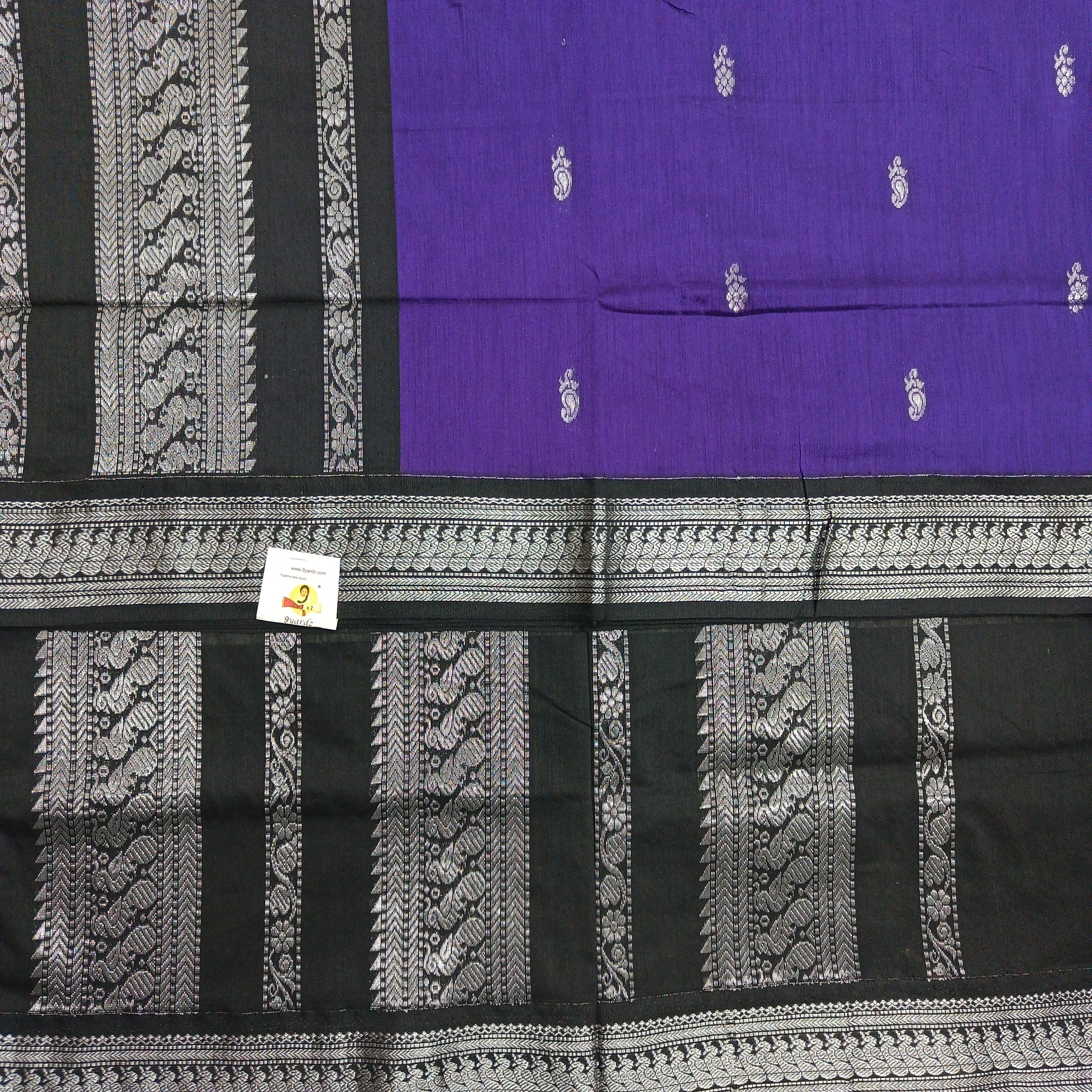 Kalyani cotton Silver zari 6yardz