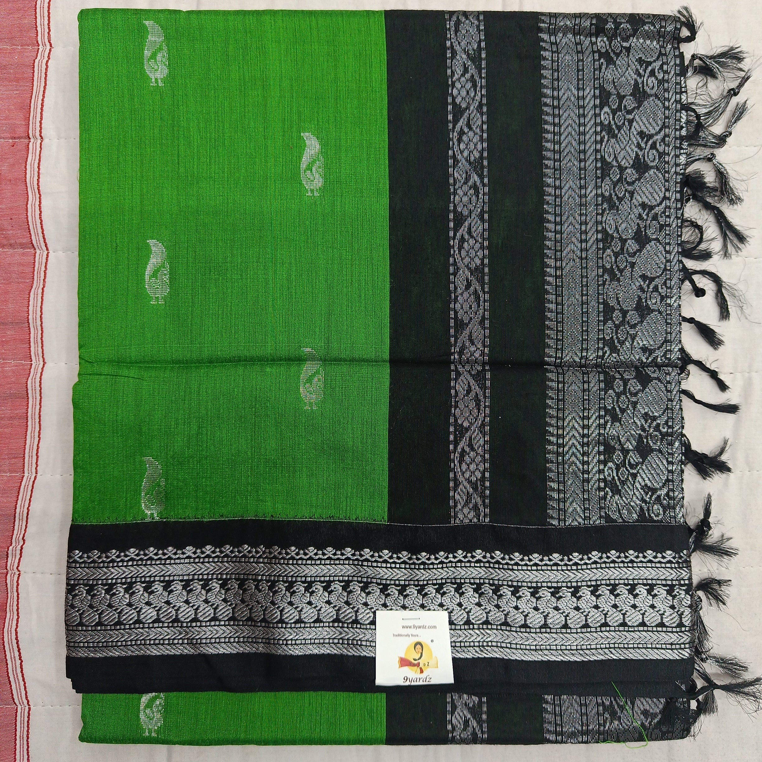 Kalyani cotton Silver zari 6yardz