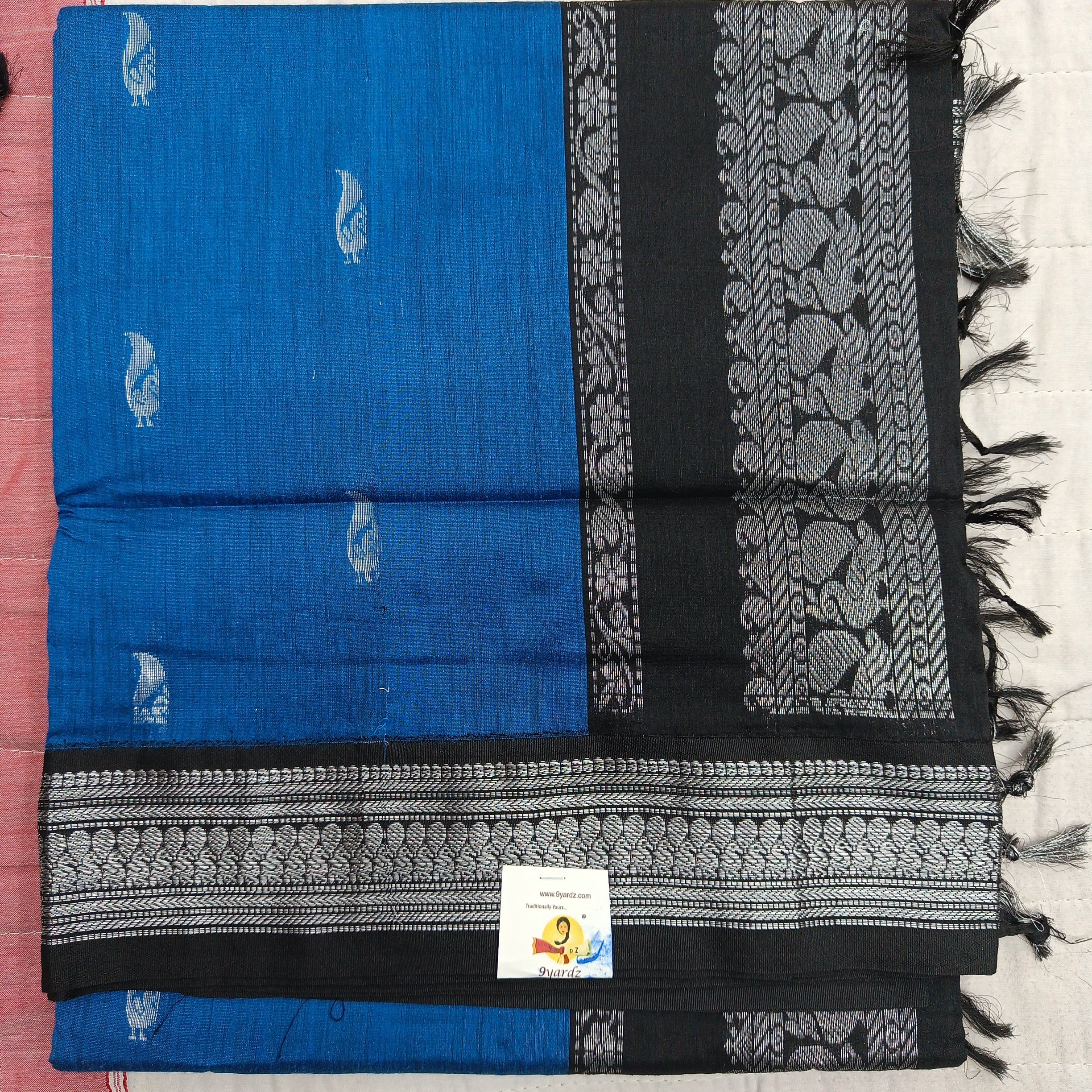 Kalyani cotton Silver zari 6yardz