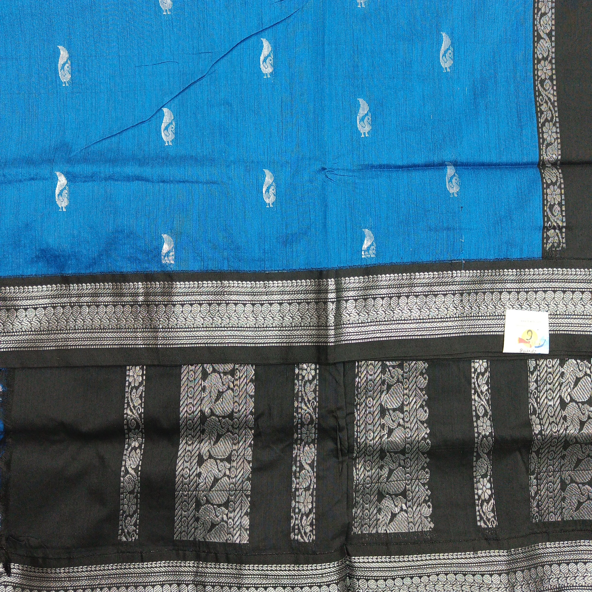 Kalyani cotton Silver zari 6yardz