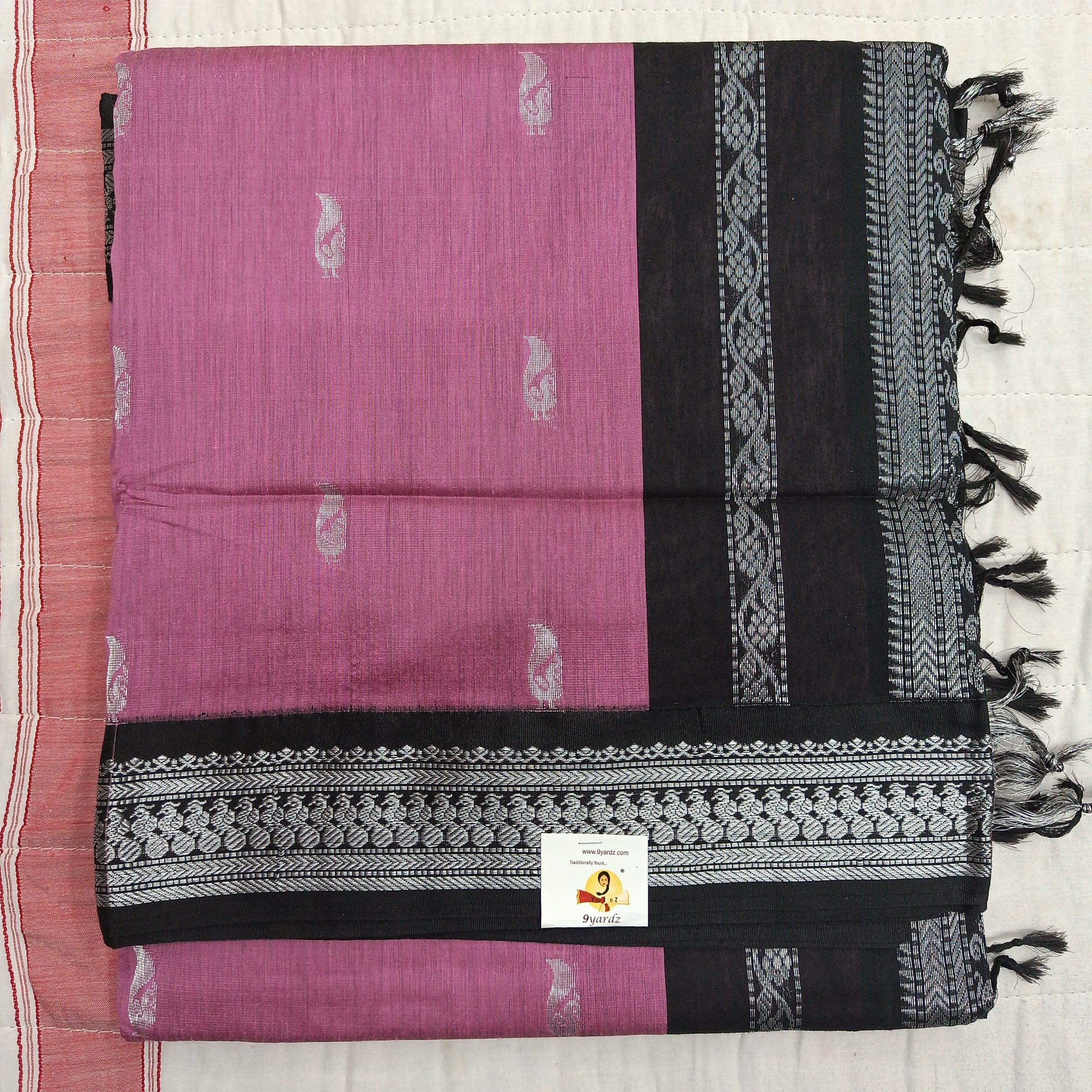 Kalyani cotton Silver zari 6yardz