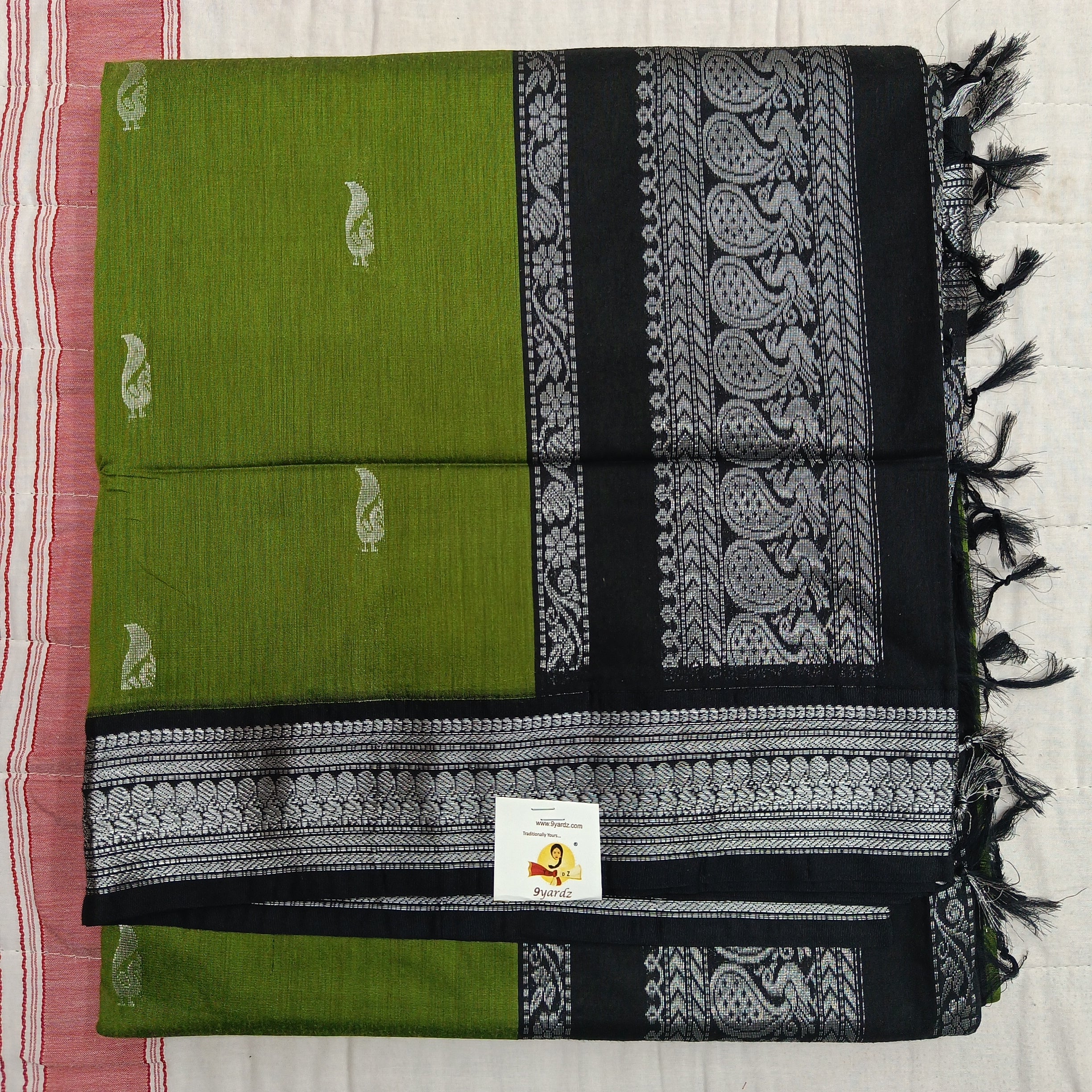Kalyani cotton Silver zari 6yardz