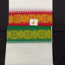 Load image into Gallery viewer, Cotton dhoti 9*5 thread jacquard Zari border