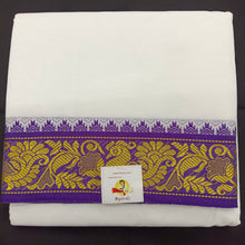 Load image into Gallery viewer, Cotton dhoti 9*5 thread jacquard Zari border