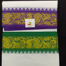 Load image into Gallery viewer, Cotton dhoti 9*5 thread jacquard Zari border