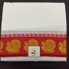 Load image into Gallery viewer, Cotton dhoti 9*5 thread jacquard Zari border