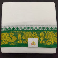 Load image into Gallery viewer, Cotton dhoti 9*5 thread jacquard Zari border