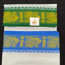 Load image into Gallery viewer, Cotton dhoti 9*5 thread jacquard Zari border