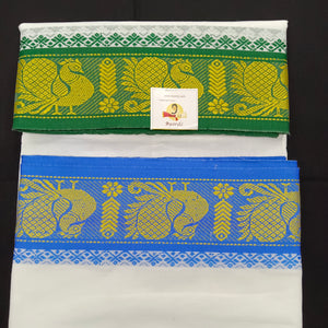 Cotton dhoti 9*5 thread jacquard Zari border