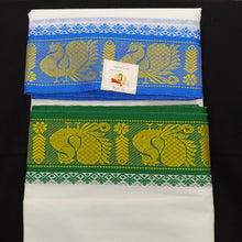 Load image into Gallery viewer, Cotton dhoti 10*6 thread jacquard Zari border