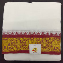 Load image into Gallery viewer, Cotton dhoti 10*6 thread jacquard Zari border