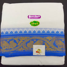 Load image into Gallery viewer, Cotton dhoti 10*6 thread jacquard Zari border