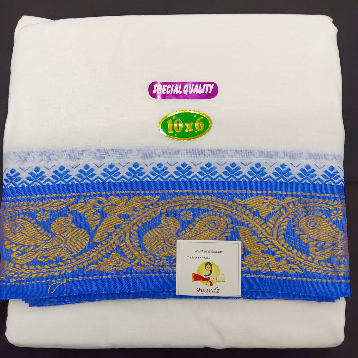 Cotton dhoti 10*6 thread jacquard Zari border