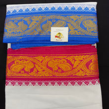 Load image into Gallery viewer, Cotton dhoti 10*6 thread jacquard Zari border