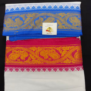 Cotton dhoti 10*6 thread jacquard Zari border