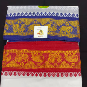 Cotton dhoti 10*6 thread jacquard Zari border