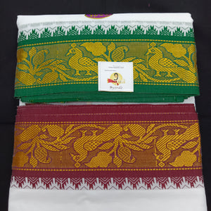 Cotton dhoti 10*6 thread jacquard Zari border