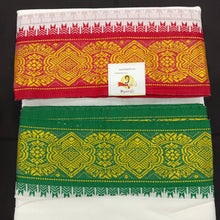 Load image into Gallery viewer, Cotton dhoti 10*6 thread jacquard Zari border