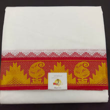 Load image into Gallery viewer, Cotton dhoti 9*5 thread jacquard Zari border