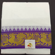 Load image into Gallery viewer, Cotton dhoti 10*6 thread jacquard Zari border