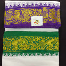 Load image into Gallery viewer, Cotton dhoti 10*6 thread jacquard Zari border