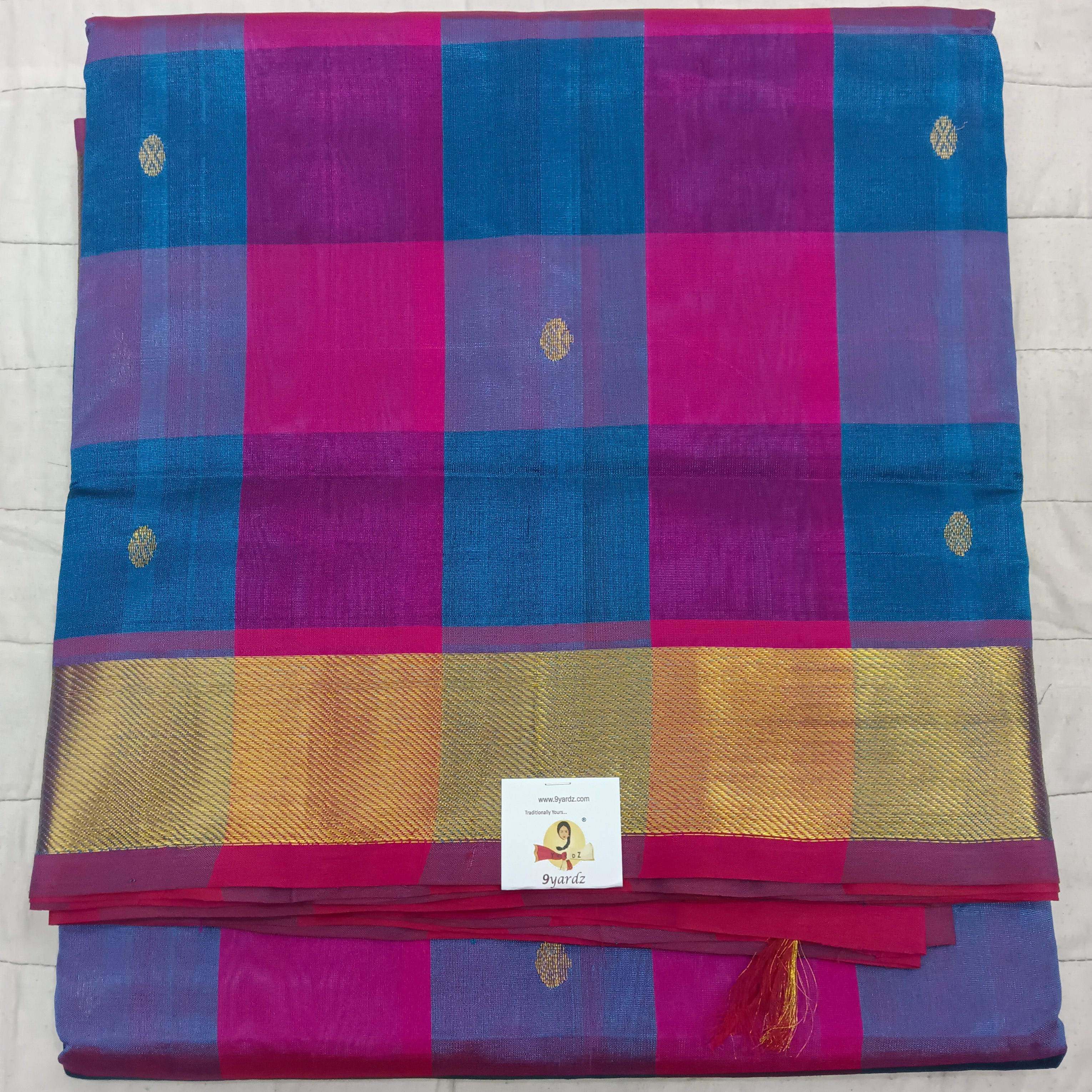 Pure silk cotton- pazhum pazhamum kattam with butta, 10yards (madisar)