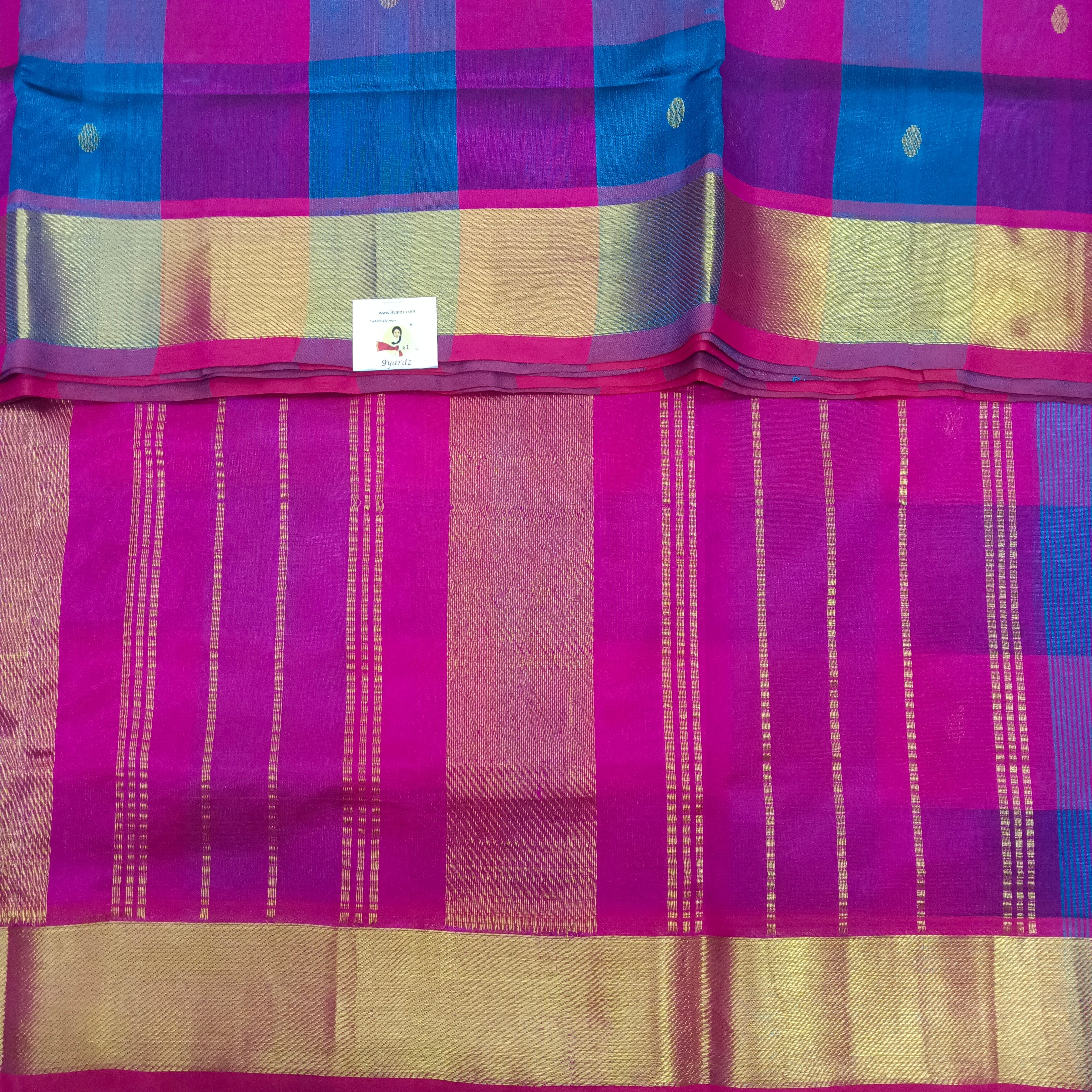 Pure silk cotton- pazhum pazhamum kattam with butta, 10yards (madisar)