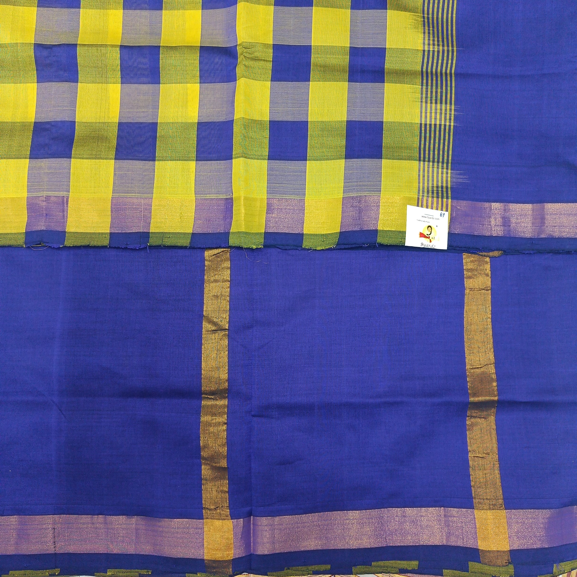 Semi silk checked cotton 6Yards