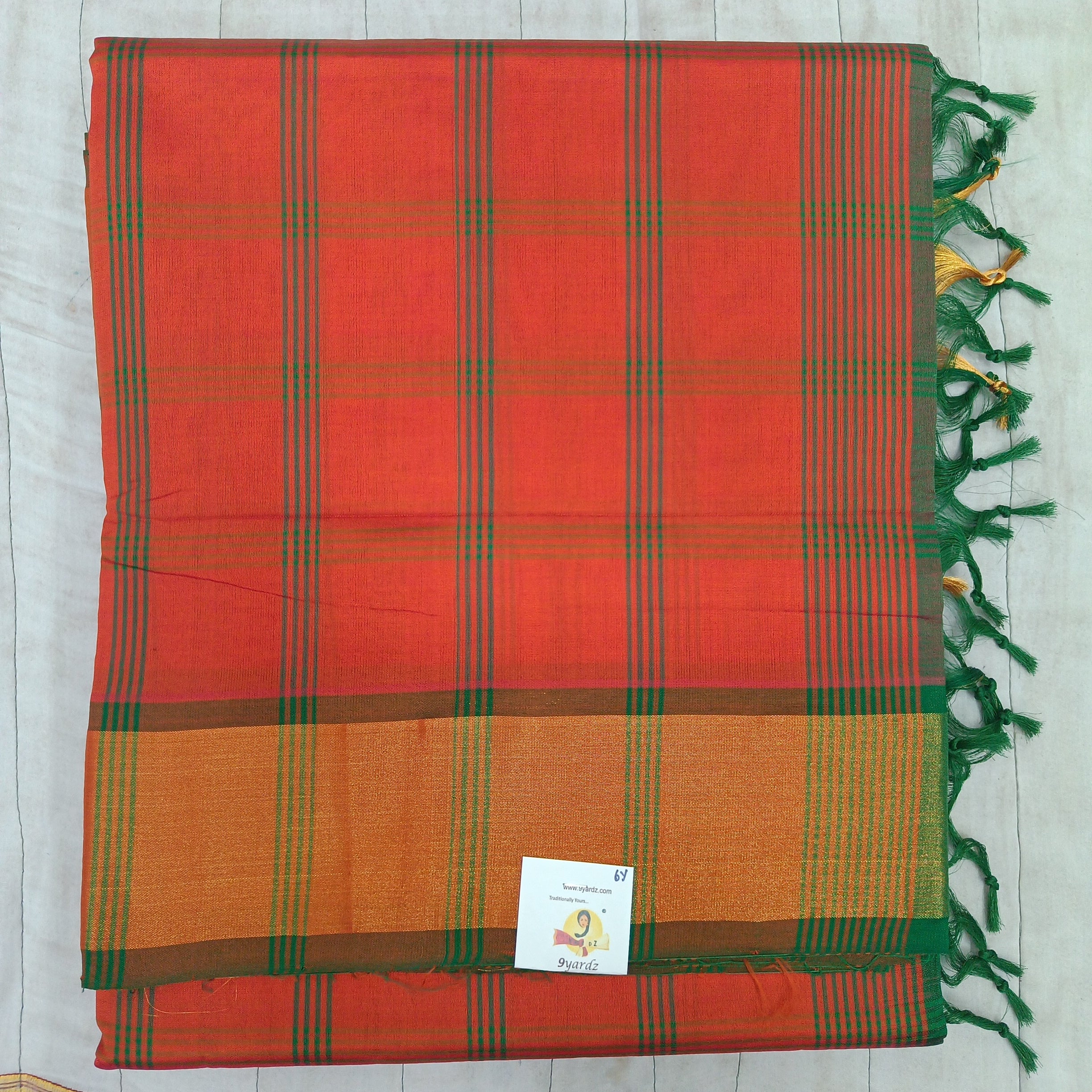 Semi silk checked cotton 6Yards