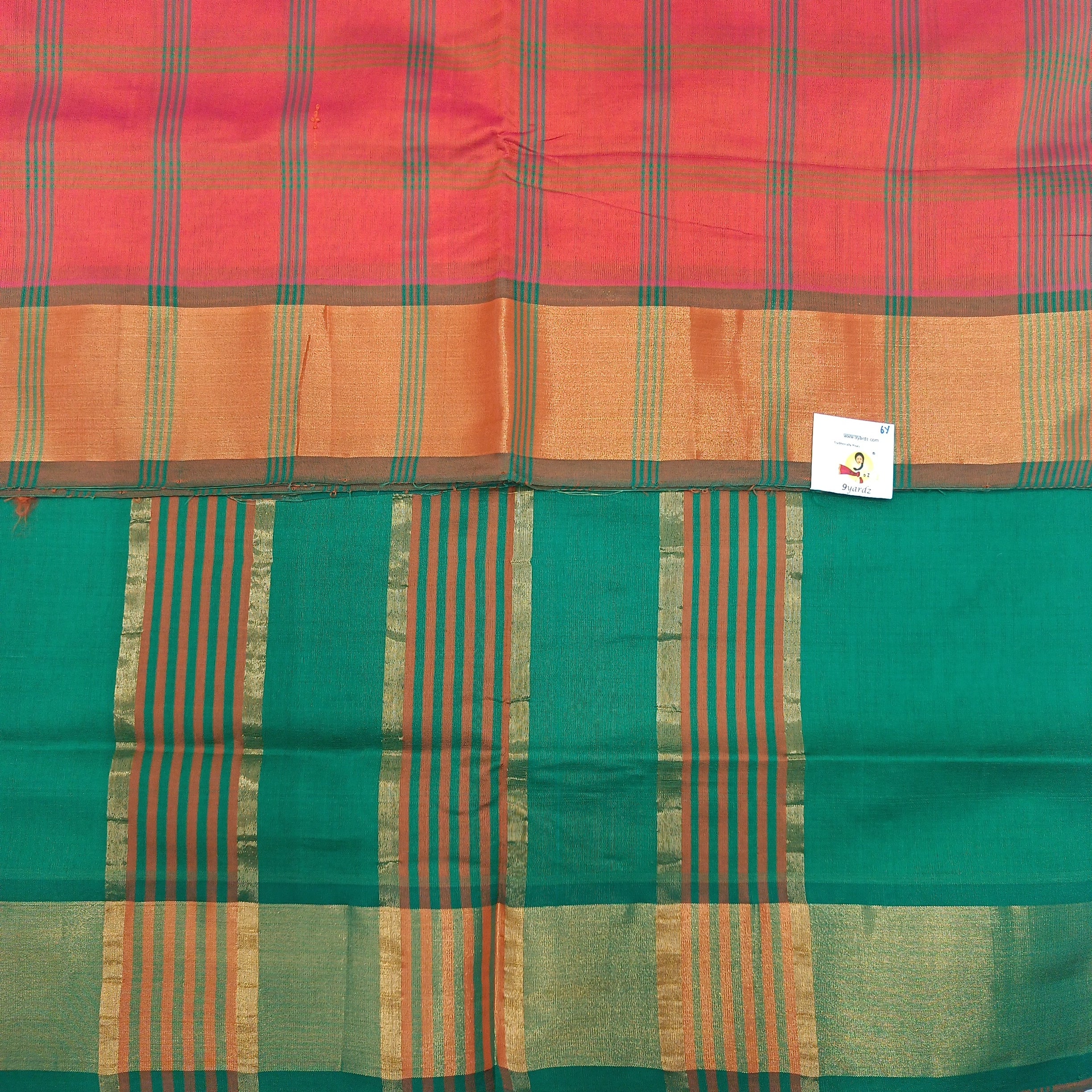 Semi silk checked cotton 6Yards