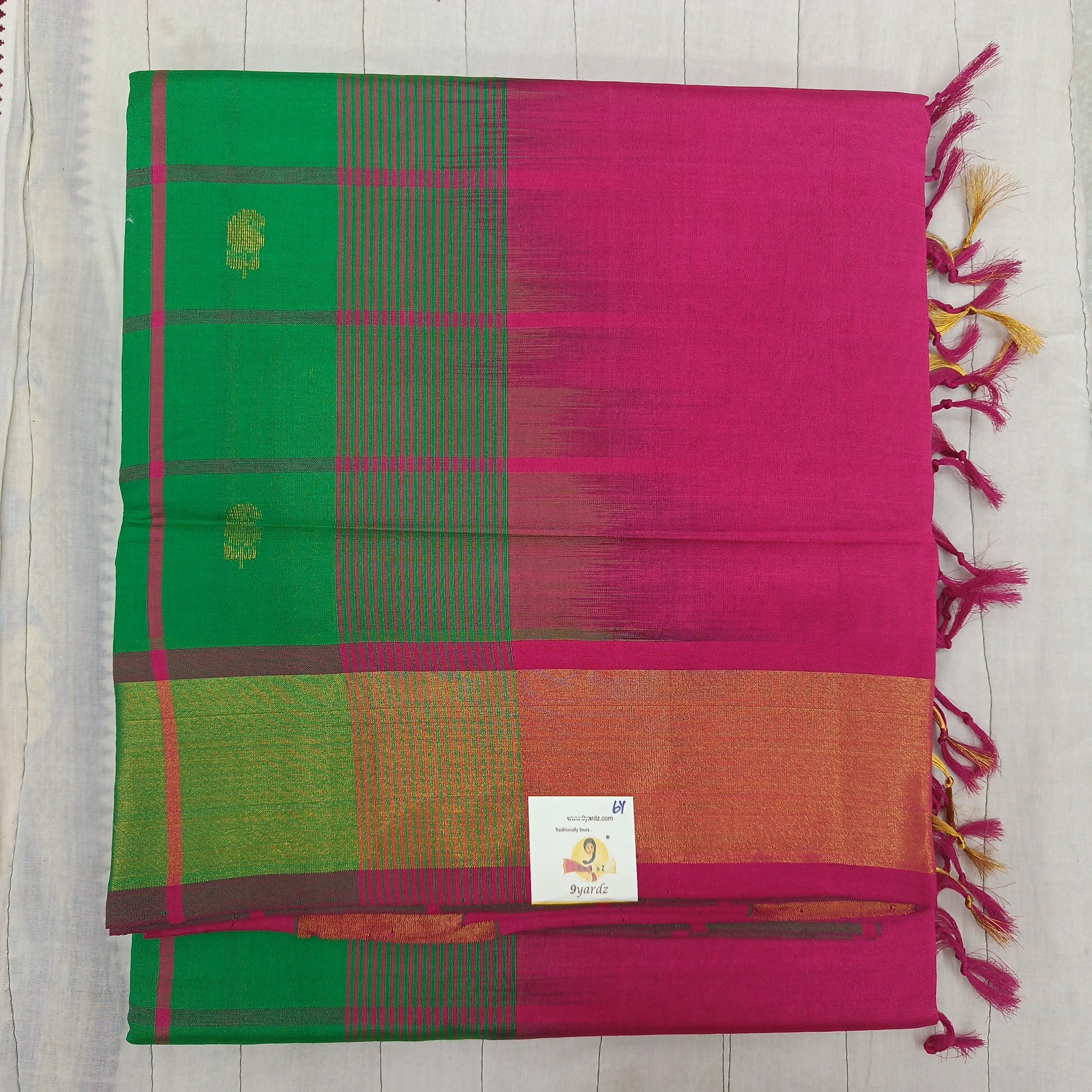 Semi silk checked with butta 6Yards